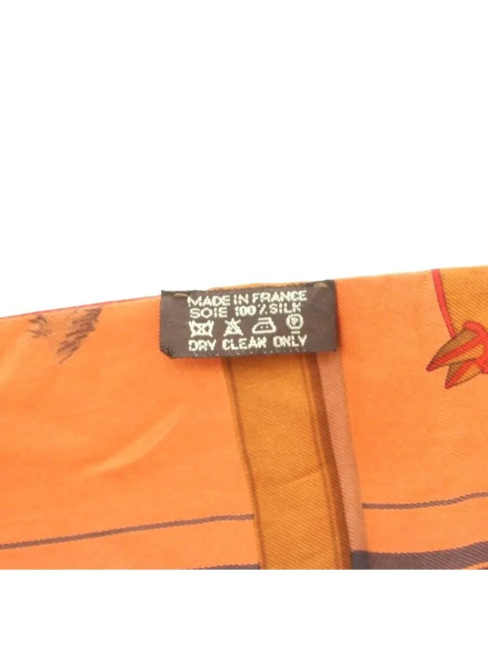Hermes Rocabar Scarf All Over Pattern Silk Orange Red Brown